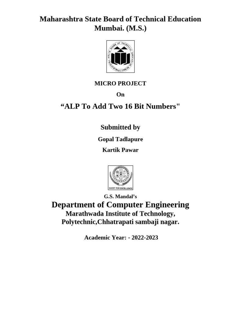 MIC Micro Project and Report Final | PDF | Assembly Language | Computer ...
