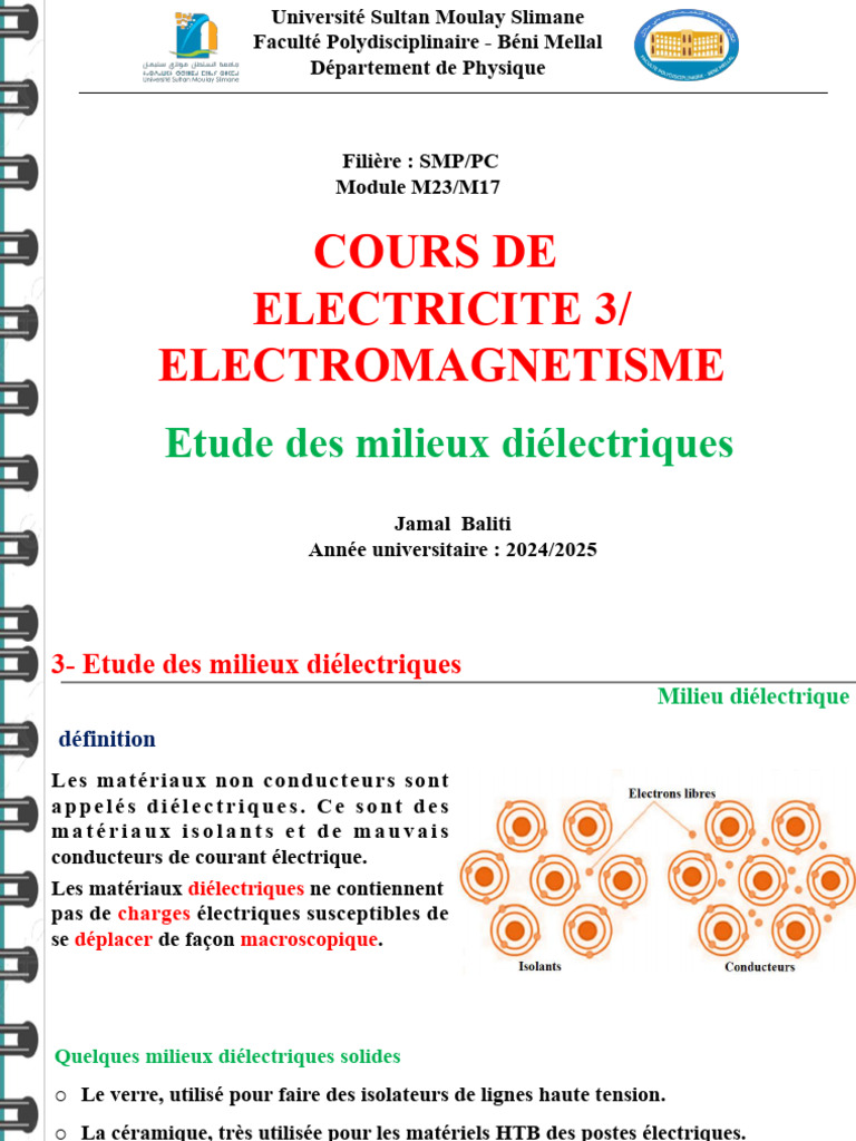 3-Etude Des Milieux Diélectriques | PDF | Diélectrique | Permittivité