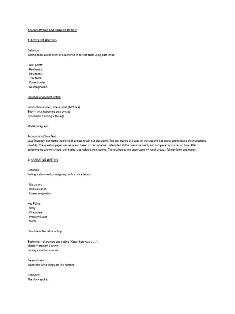 Account and Narrative Writing | PDF