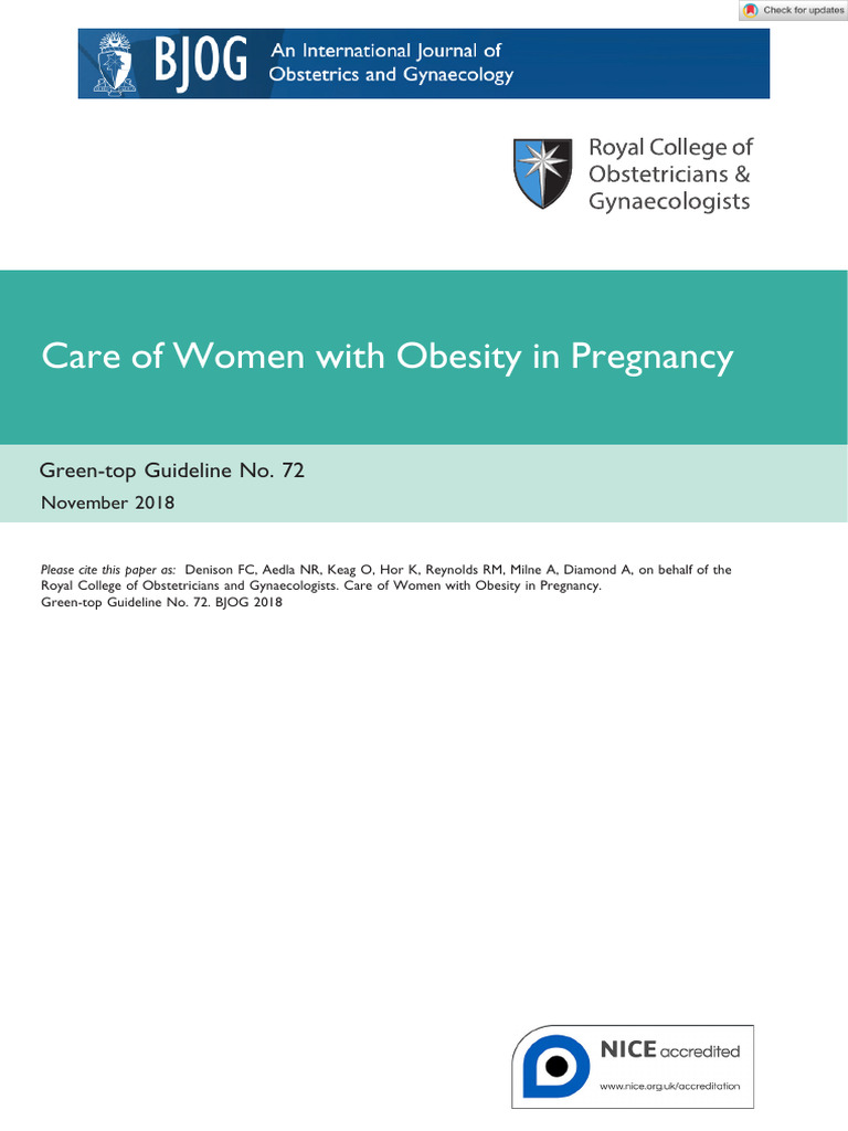 Care of Women With Obesity in Pregnancy | PDF | Pregnancy | Childbirth