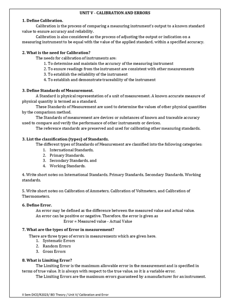 Unit 5 | PDF | Observational Error | Calibration