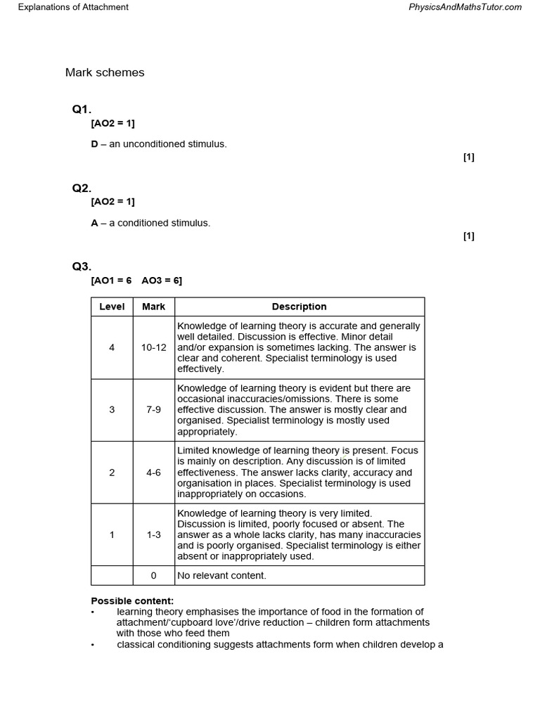 Explanations of Attachment MS | PDF | Attachment Theory | Classical ...