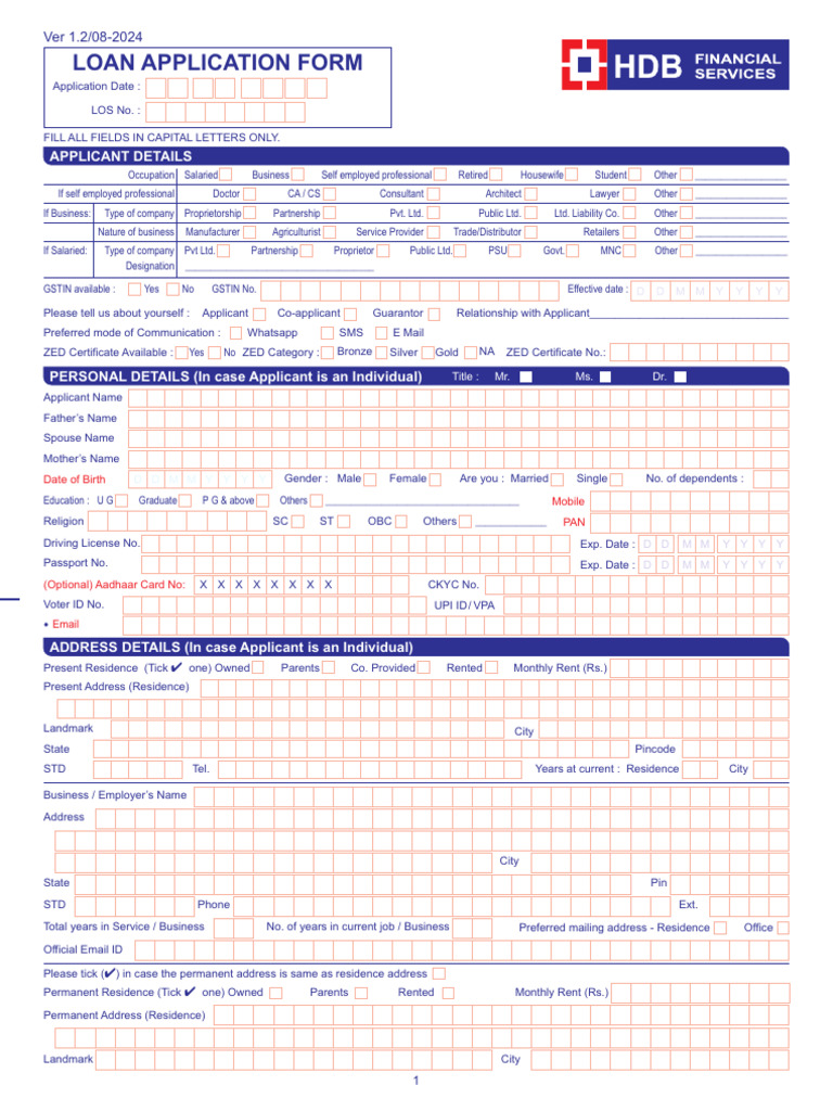 Personal Loan Application Form | PDF | Loans | Credit