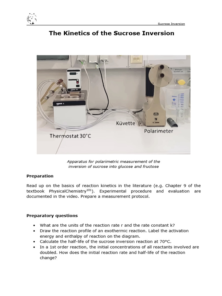 The Kinetics of The Sucrose Inversion: Physical Chemistry Laboratory ...