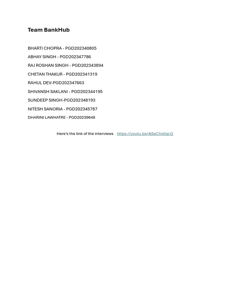 Bank Interview Assignment | PDF