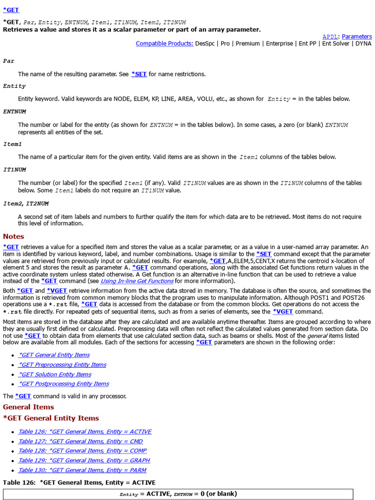 Comando Get Ansys | PDF | Cartesian Coordinate System | Parameter ...