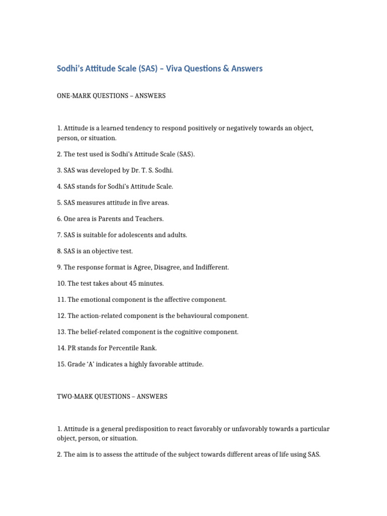 SAS Viva Questions and Answers | PDF