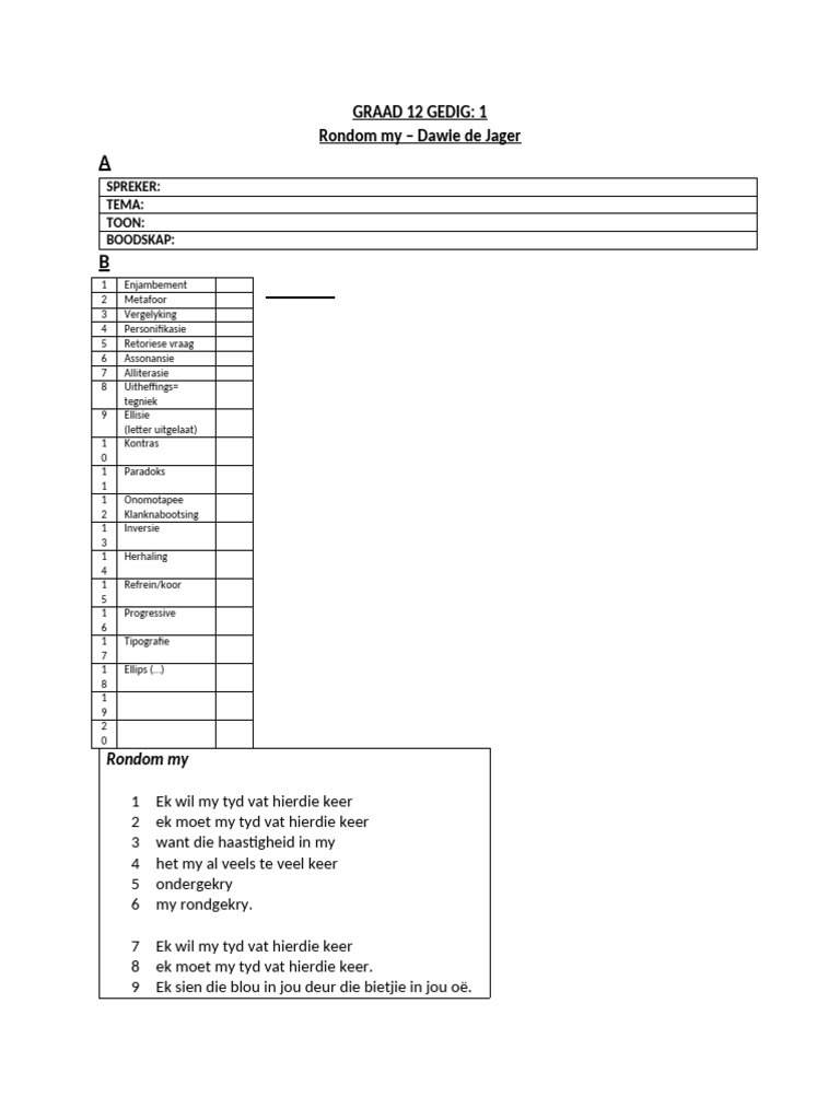 Gedig 1 Rondom My | PDF
