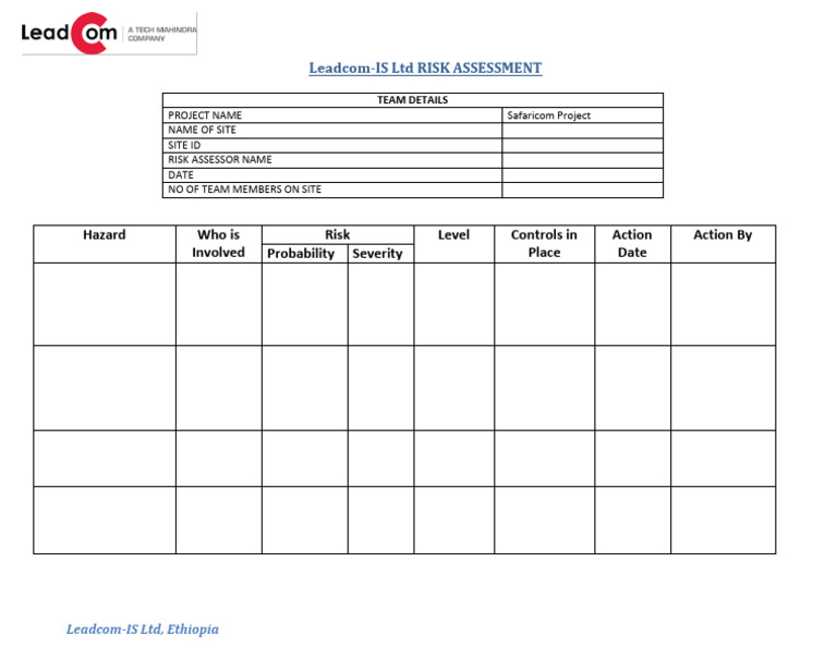Risk Assessment Form | PDF