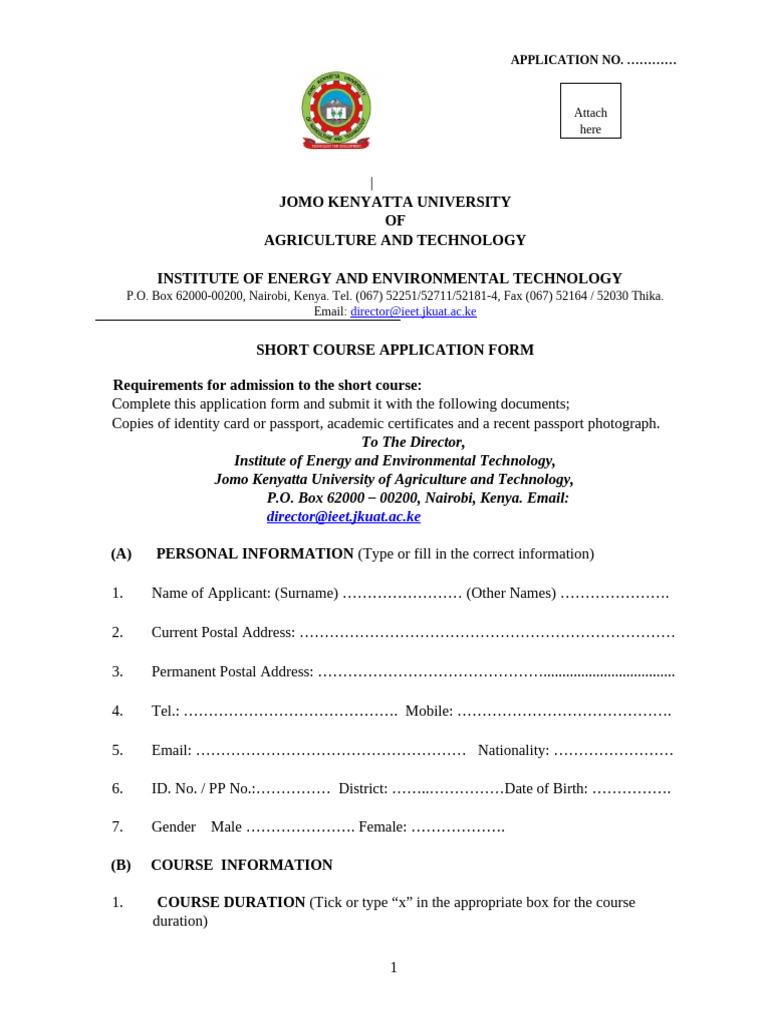 IEET Short Course Application Form | PDF