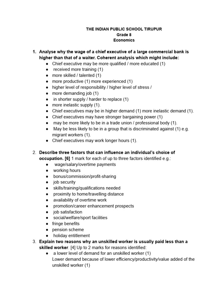 Household and Workers (Past Paper Questions) | PDF | Trade Union ...