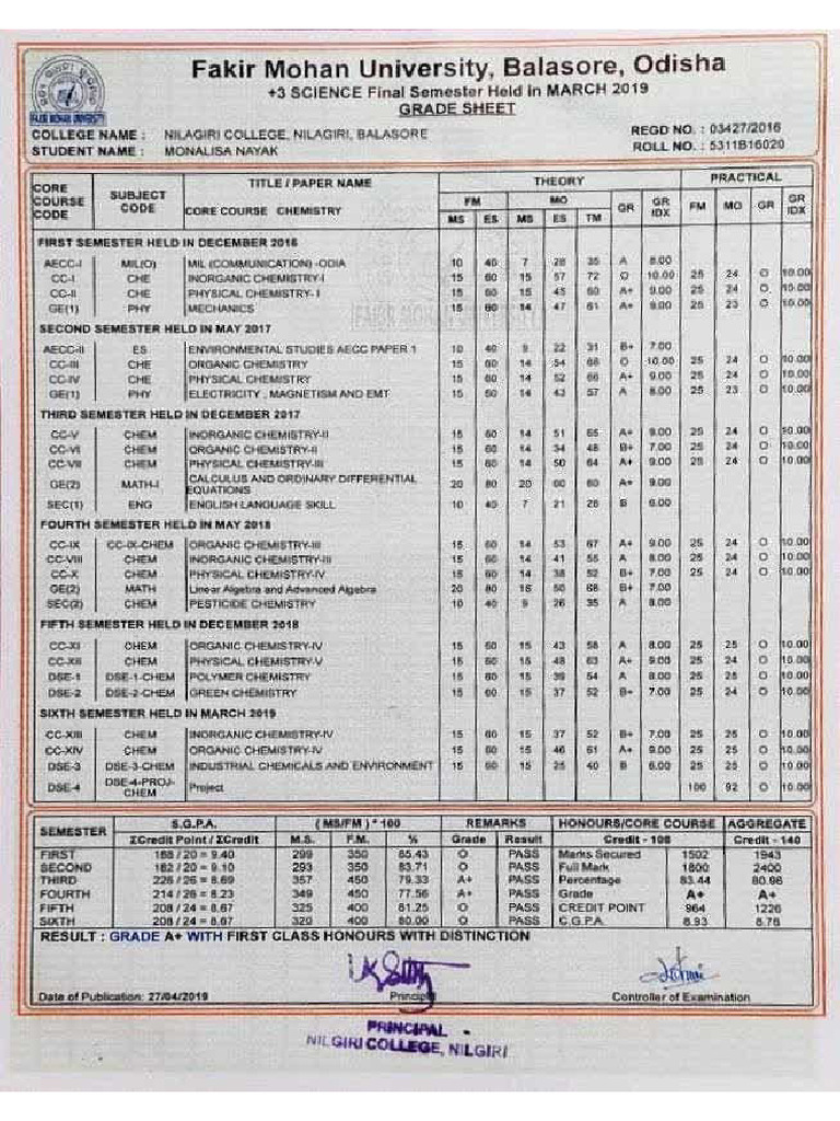 +3 Marksheet | PDF