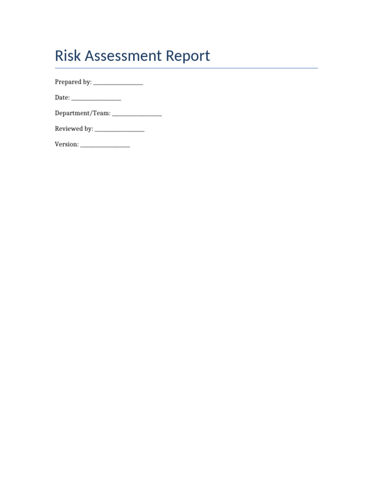 Risk Assessment Report Template | PDF