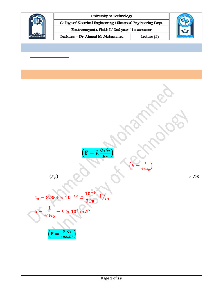 2 - Electrostatic Fields (2025-2026) | PDF | Electric Field | Force