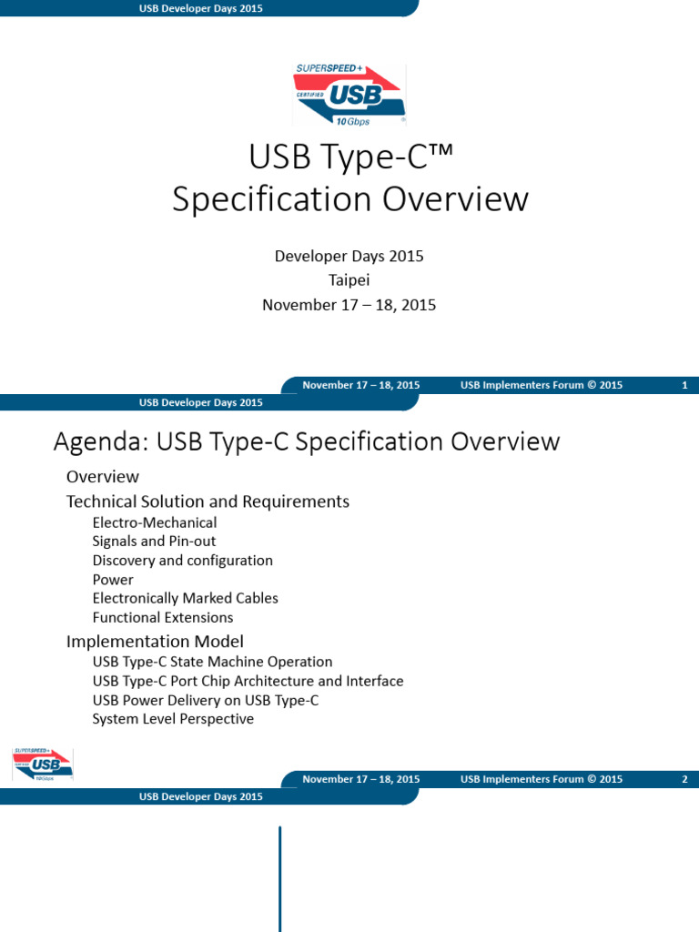 USB DevDays Taipei 2015 - USB Type-C | PDF | Usb | Electronics