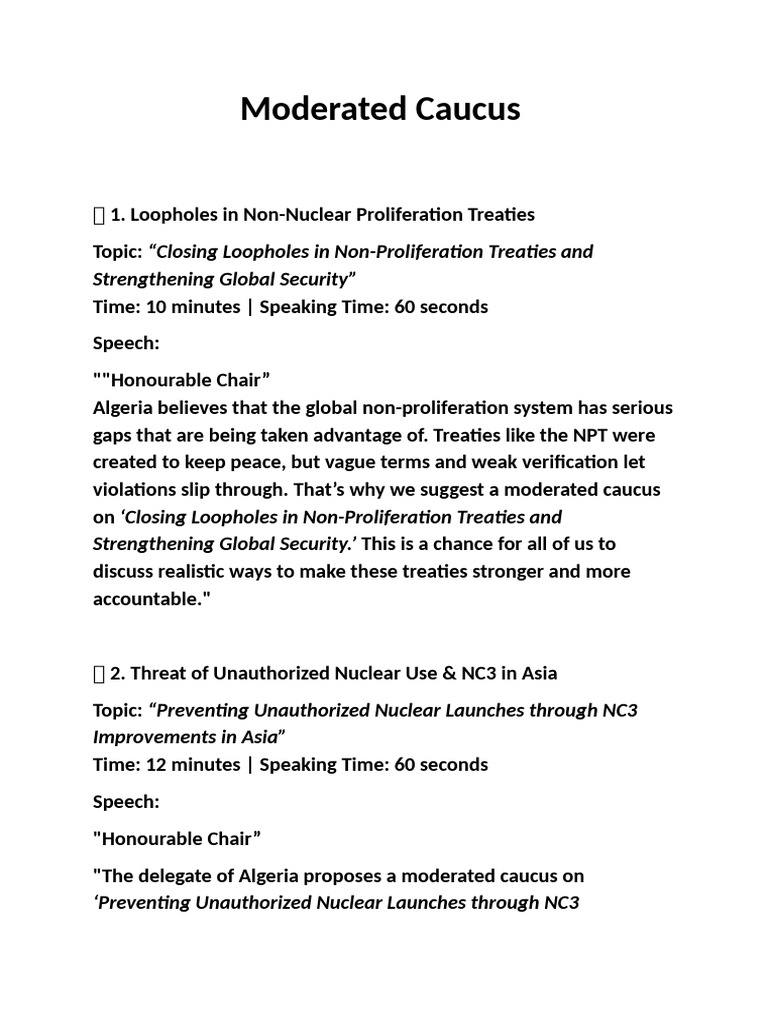 Moderated Caucus | PDF