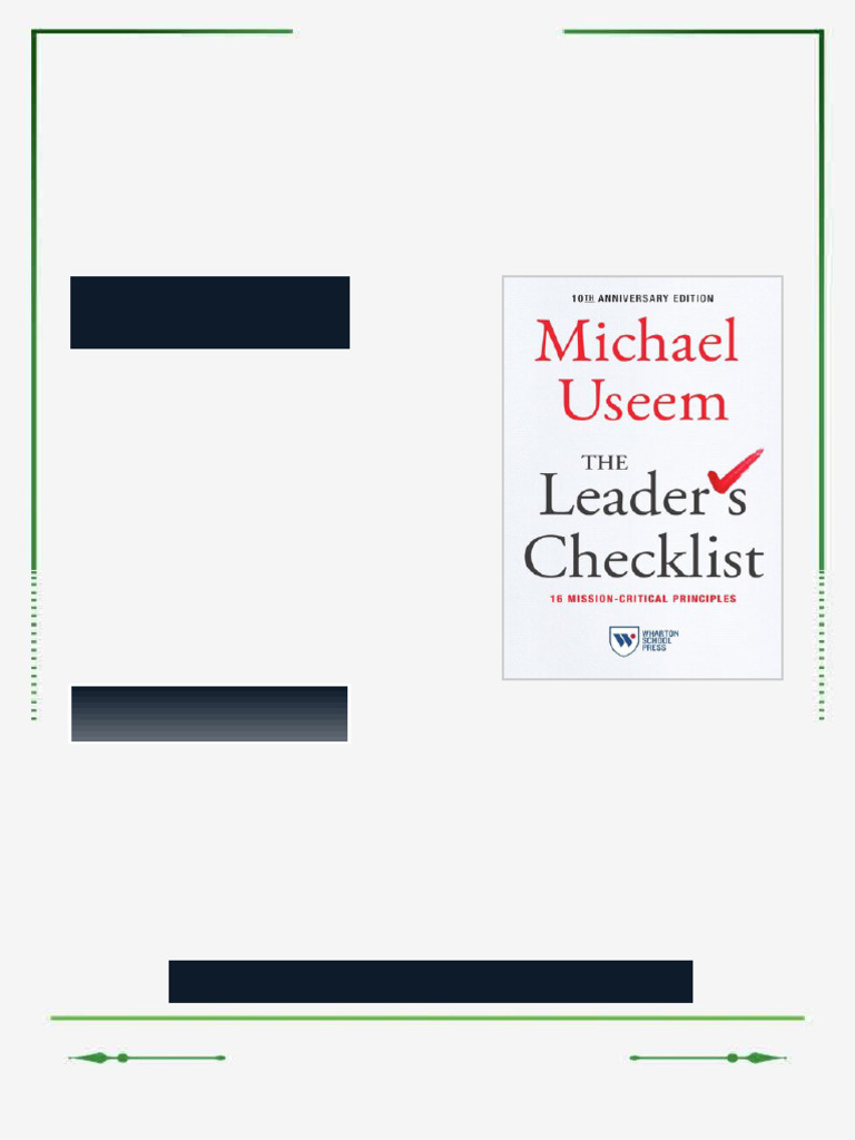 The Leader s Checklist 10th Anniversary Edition 16 Mission Critical ...