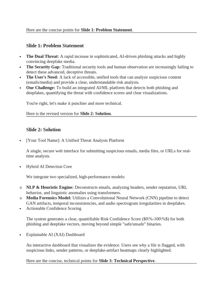 Here are the concise points for Slide 1 | PDF | Phishing | Artificial ...