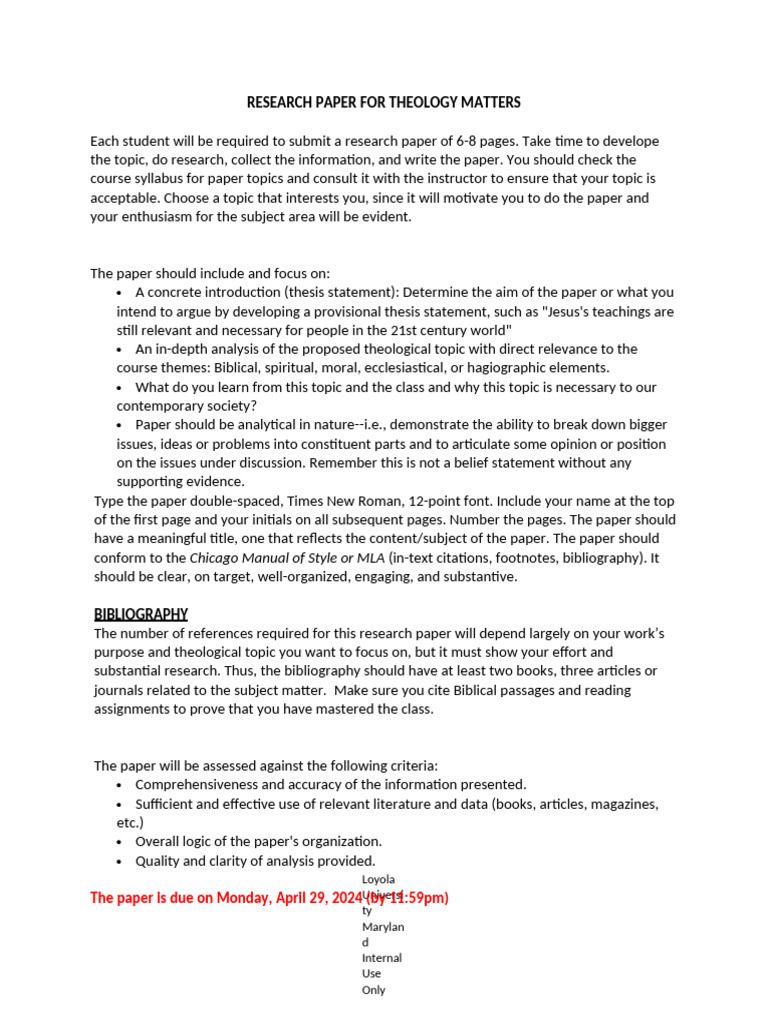 Research Paper Theology Matters | PDF | Academic Publishing | Thesis