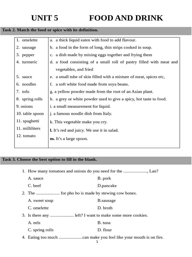 Unit 5 L P 7 I Learn | PDF | Vietnamese Cuisine | Chinese Cuisine