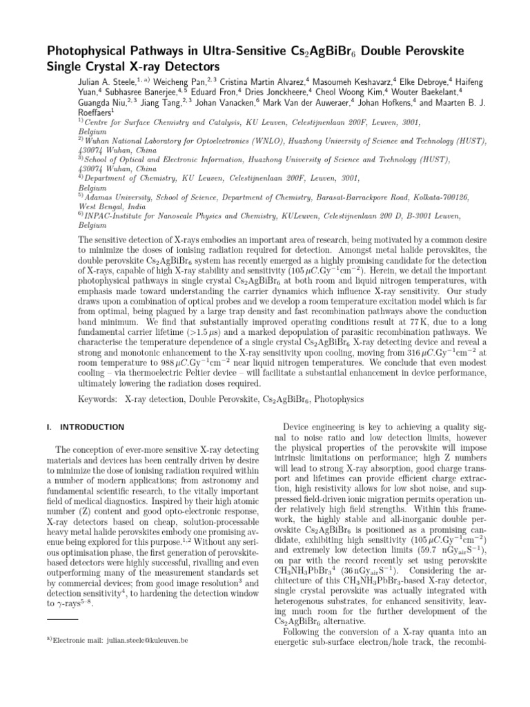 Cs2AgBiBBr6 X-ray Detector | PDF | X Ray | Emission Spectrum
