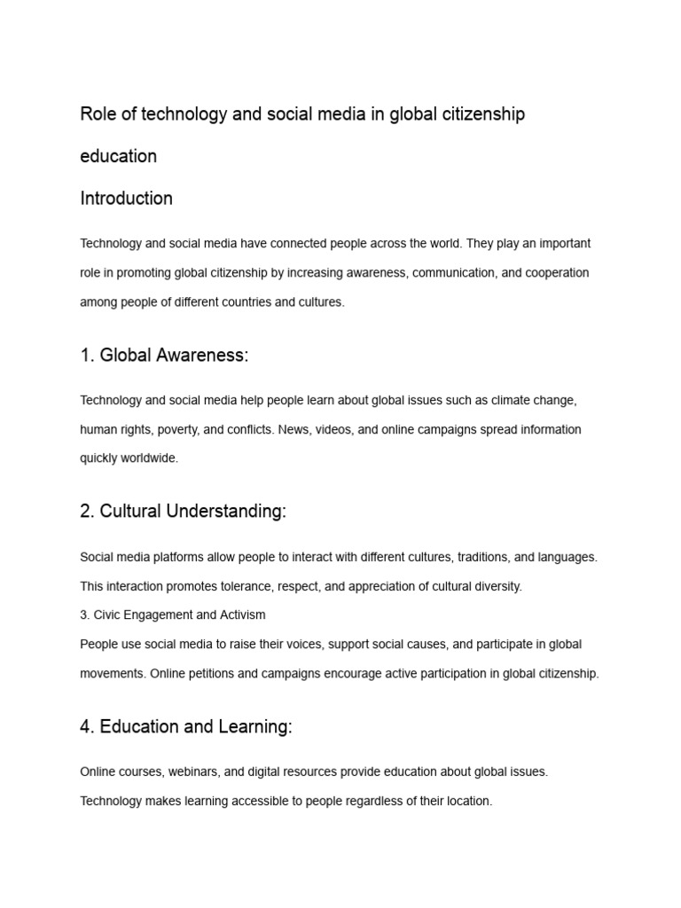 Role of Technology and Social Media in Global Citizenship Education ...
