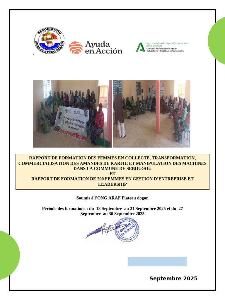 Rapport de Formation en Colelcte Et Transfromation | PDF | Amande ...
