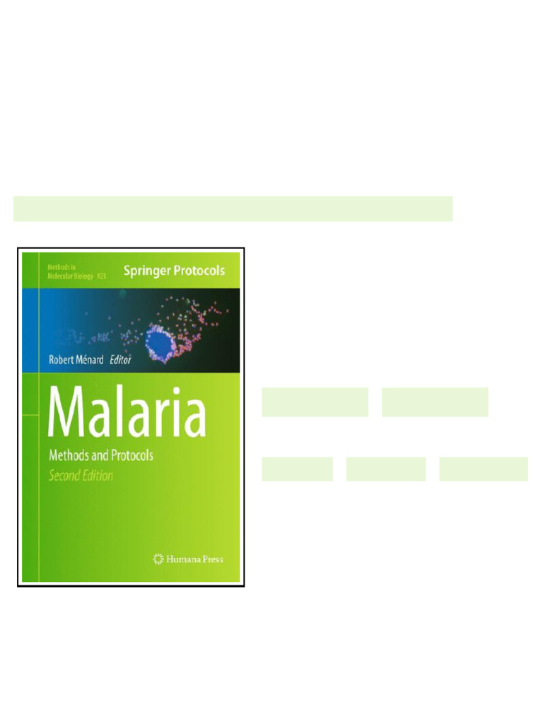 Malaria Methods and Protocols 2nd Edition Alexander G. Maier No Waiting ...