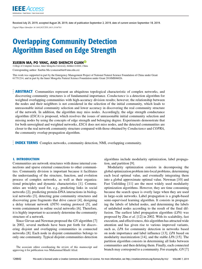 Overlapping Community Detection Algorithm Based On Edge Strength | PDF ...