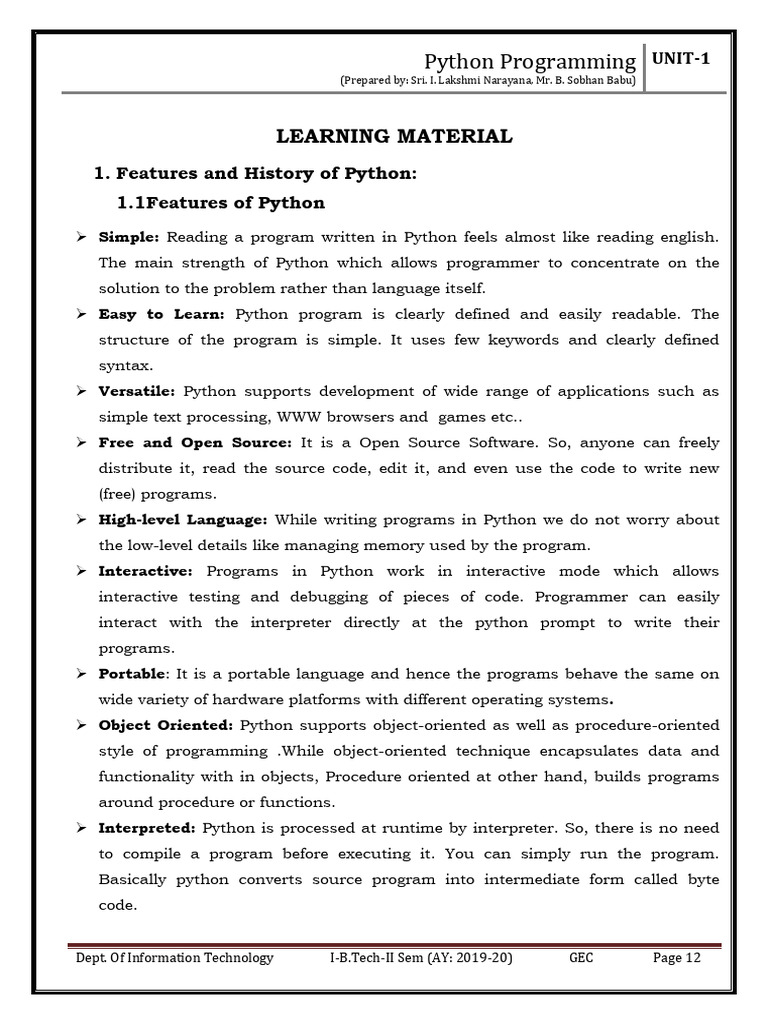 1595236819 I-II-Python Programming Removed | PDF | Python (Programming ...