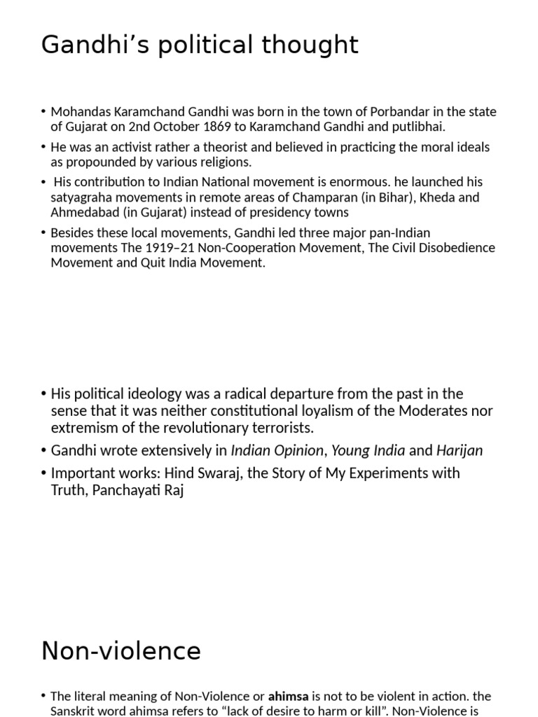 Unit 3,4&5 Gandhi's Political Thought | PDF | Nonviolence | Mahatma Gandhi