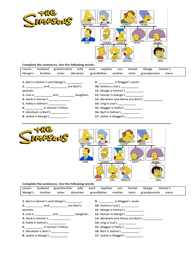 The Simpsons Family Activity x2 | PDF