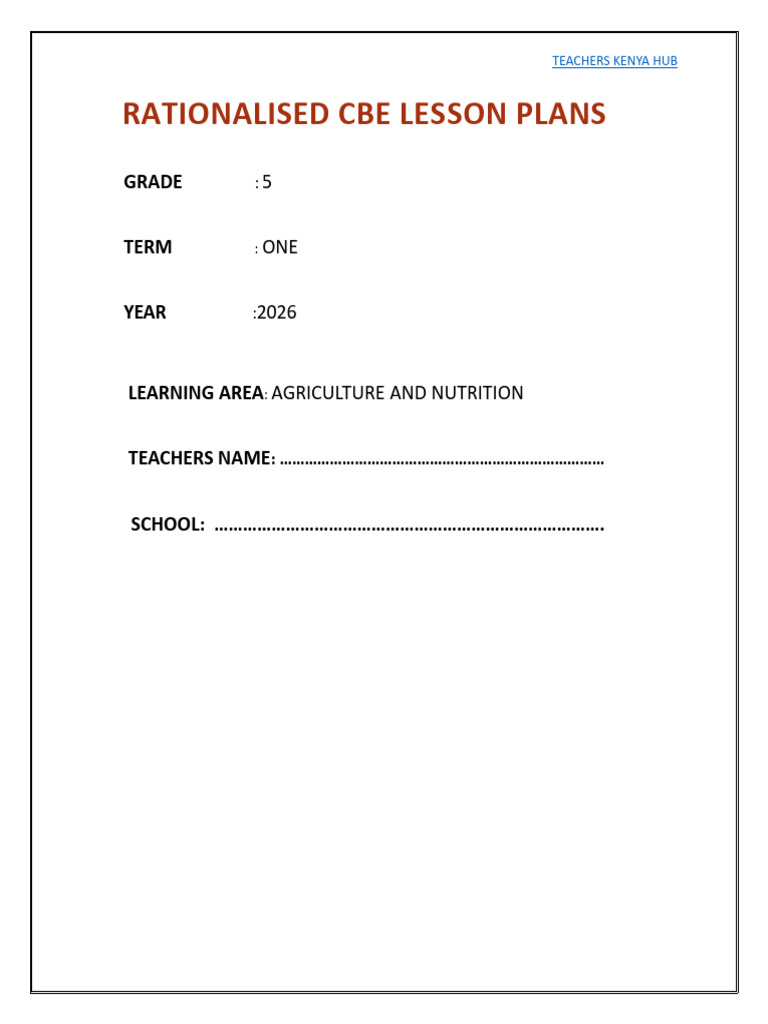Term 1 Grade 5 Agriculture and Nutrition Lesson Plan | PDF | Mulch ...
