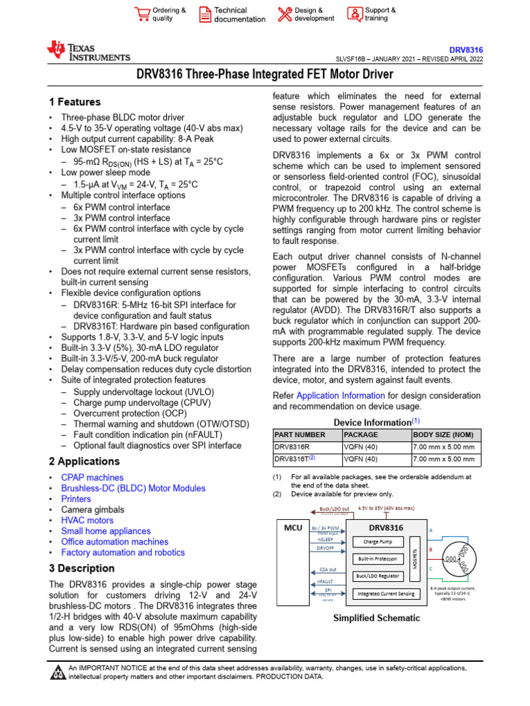 DRV 8316 | PDF | Capacitor | Amplifier
