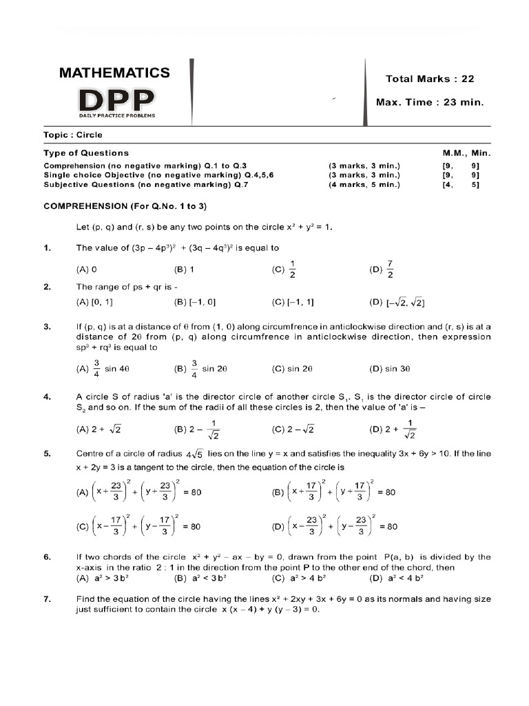 Circle DPP 1 | PDF