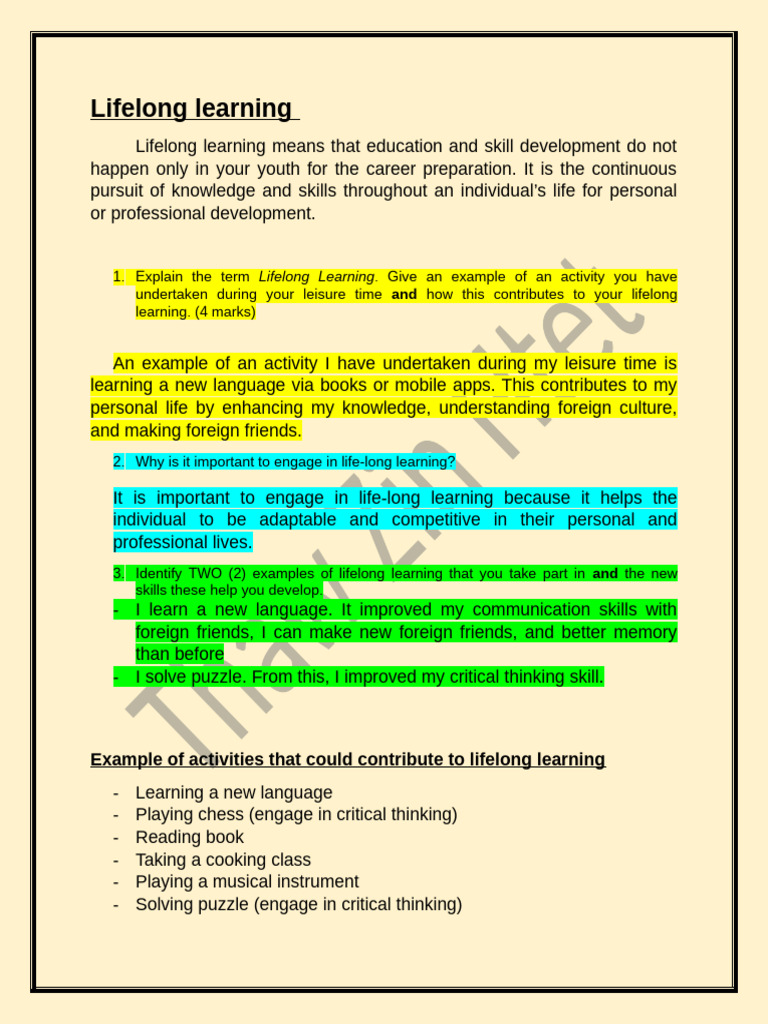 Lifelong Learning | PDF