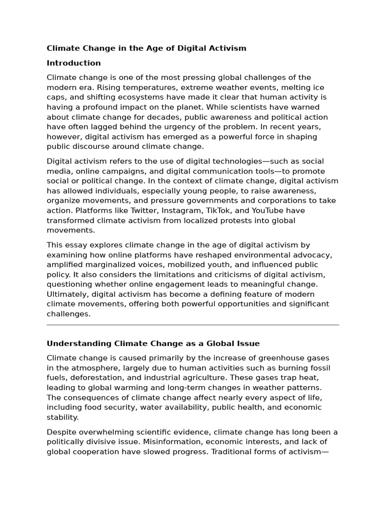 Climate Change in the Age of Digital Activism | PDF | Climate Change ...