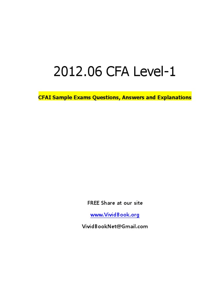 CFA Level 1 Sample Exam Questions | PDF | Test/Examination