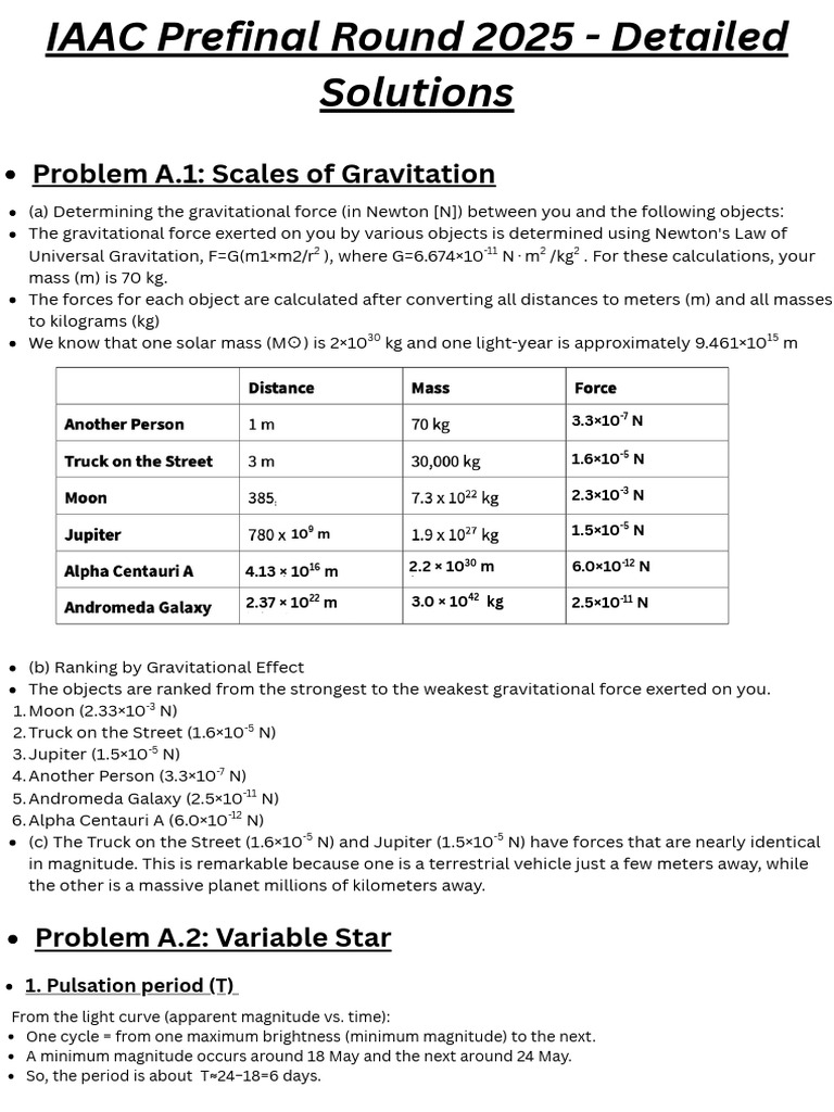 IAAC Prefinal Round 2025 - Detailed Solutions | PDF | Stars | Universe