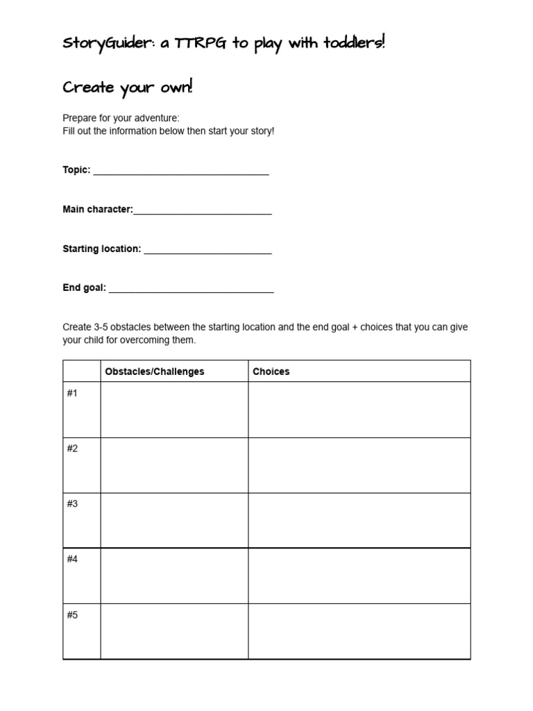 StoryGuider_ a TTRPG to Play With Toddlers - Blank Sheet Only | PDF