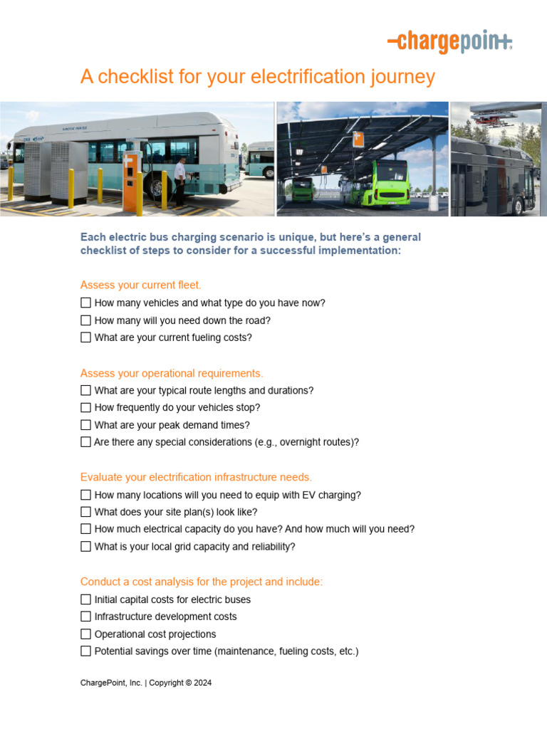 ChargePoint Transit Electrification Checklist | PDF | Electric Vehicle ...