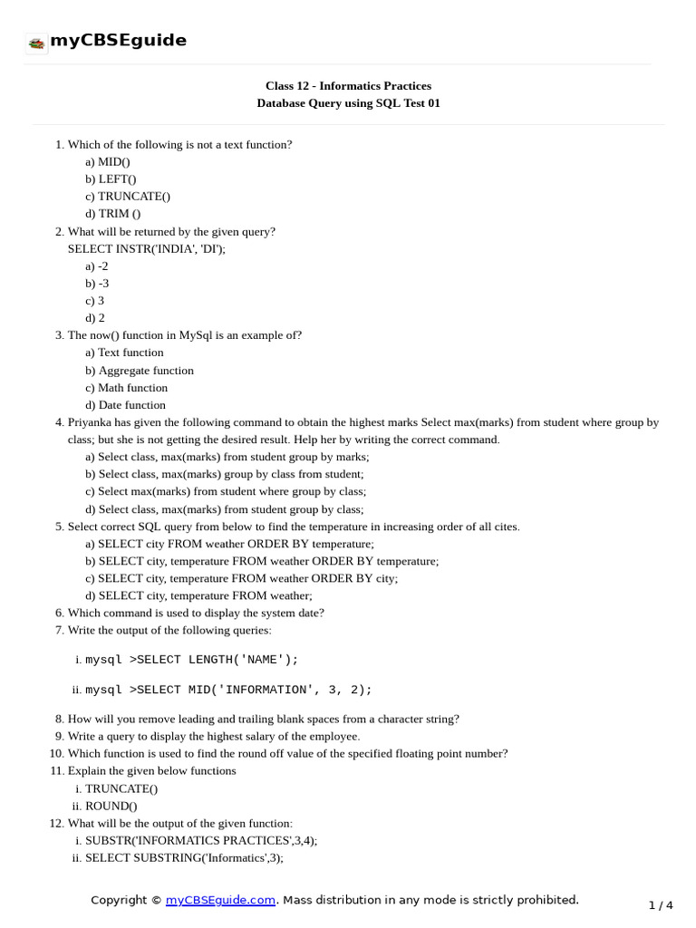 12 Ip Databasequerysqltest Tp01 | PDF | Computing | Computer Programming