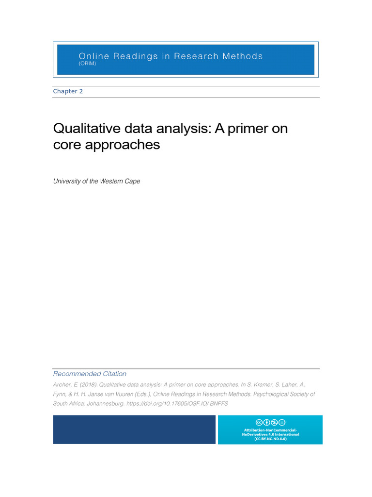 03 ORIM Chapter 2 Qualitative Data Analysis A Primer On Core Approaches ...