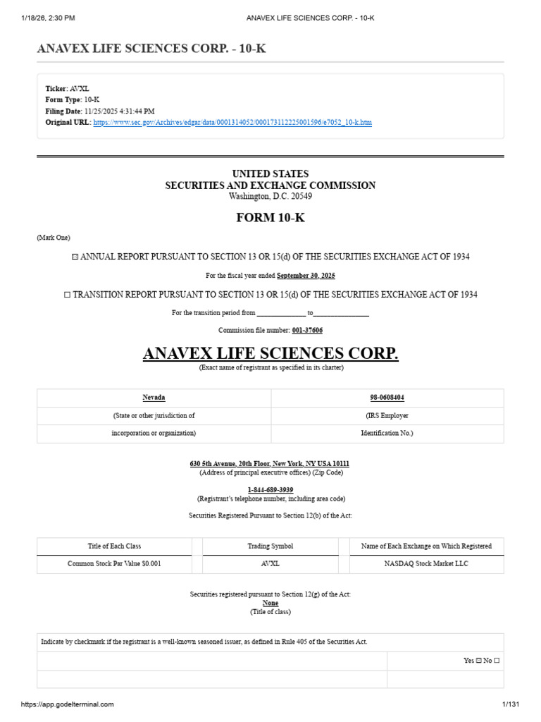 Avxl 10 K | PDF | Alzheimer's Disease | Phases Of Clinical Research