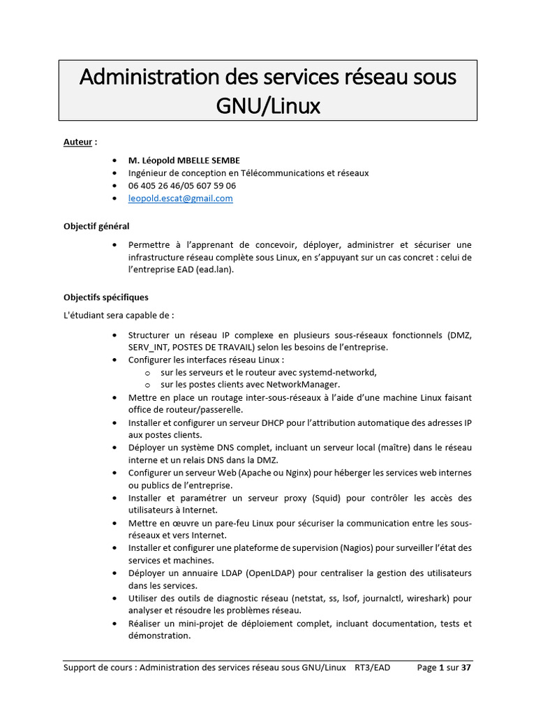 Administration Réseau Sous Linux | PDF | Enveloppe de protection ...