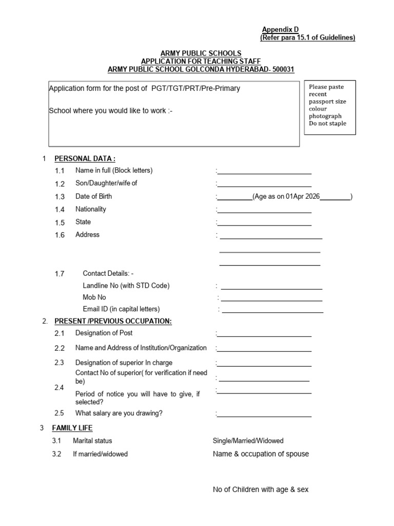 Teachers Recruitment Form | PDF
