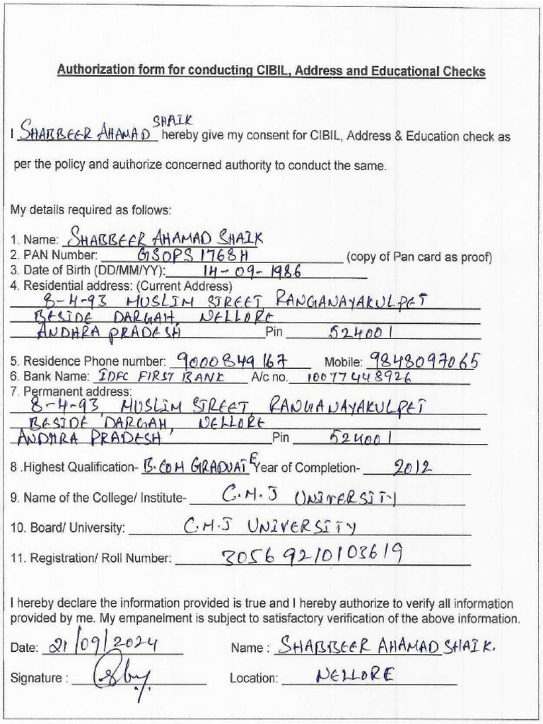 3.cibil Consent Form | PDF