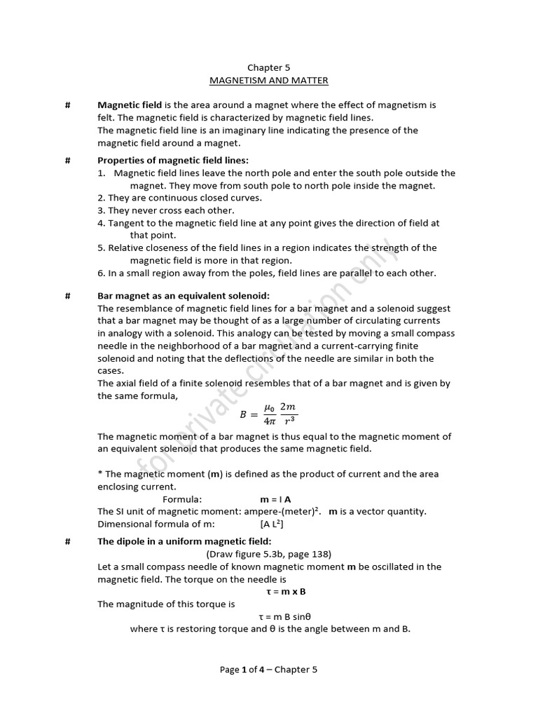 12.05 MagnetismandMatter-Notes | PDF | Magnetism | Ferromagnetism