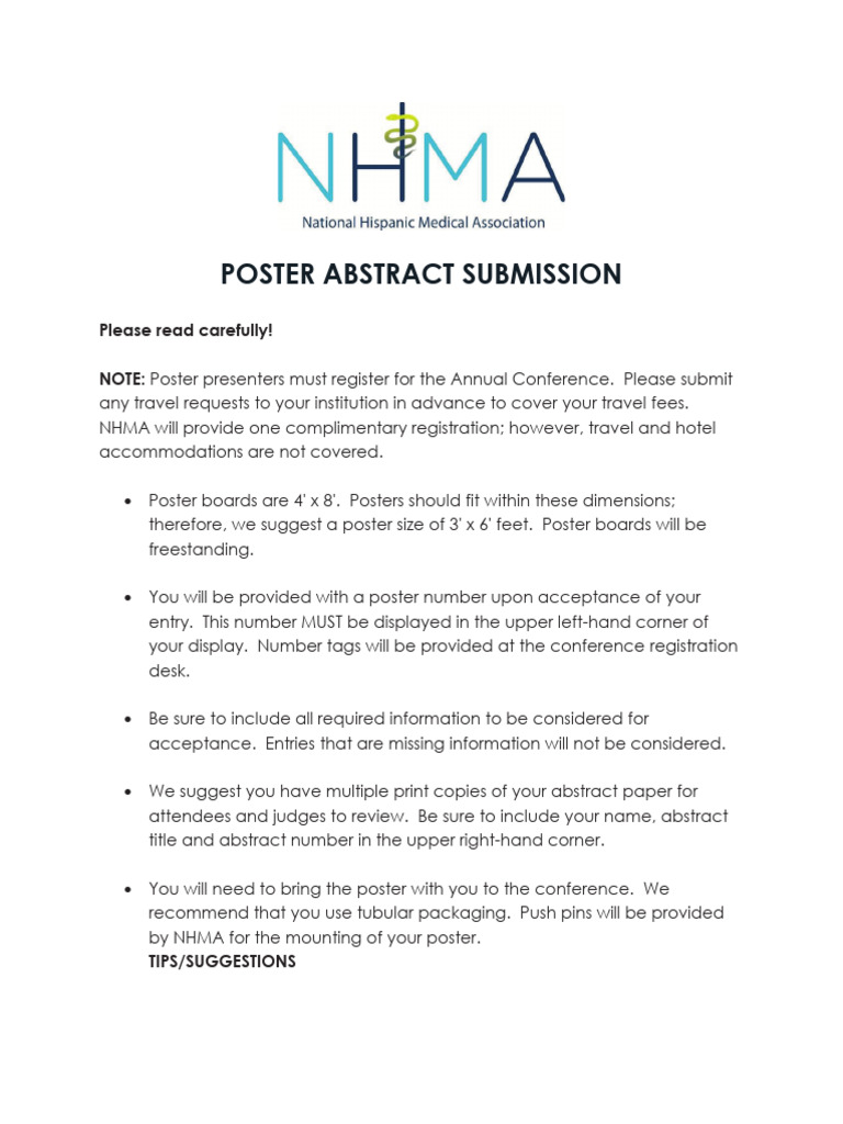 NHMA 2025 Poster Submission Guidelines | PDF | Publishing
