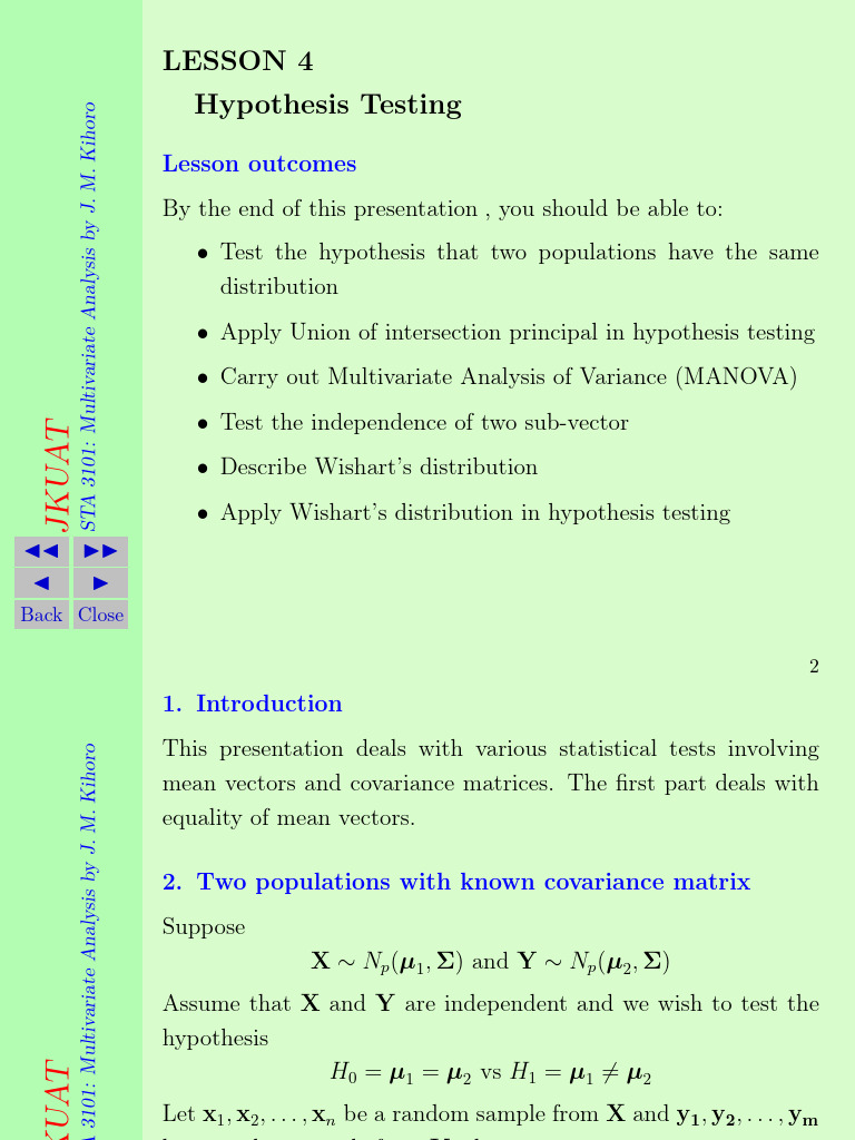 Class 4 - Hypothesis Testing | PDF | Mathematical Analysis | Algebra